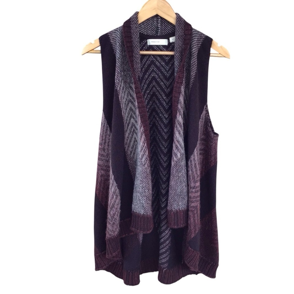 ANTHROPOLOGIE Sleeping on Snow Mabli WOOL Blend Open Vest Size XS S Brown Cozy
